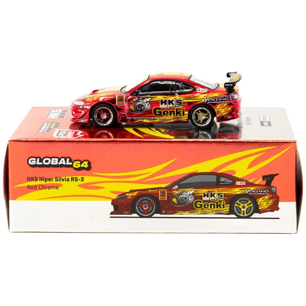 Nissan HKS Hiper Silvia RS - 2 RHD (Right Hand Drive) "Tokyo Auto Salon 2025 Special Edition" Red Chrome "Global64" Series 1/64 Diecast Model by Tarmac Works - Tarmac Works - ModelCars.com