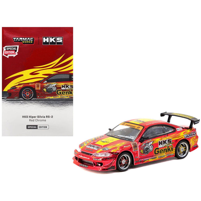 Nissan HKS Hiper Silvia RS-2 RHD (Right Hand Drive) "Tokyo Auto Salon 2025 Special Edition" Red Chrome "Global64" Series 1/64 Diecast Model by Tarmac Works-Tarmac Works-ModelCars.com