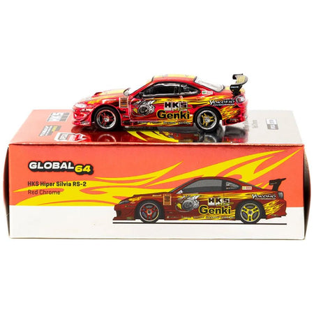 Nissan HKS Hiper Silvia RS-2 RHD (Right Hand Drive) "Tokyo Auto Salon 2025 Special Edition" Red Chrome "Global64" Series 1/64 Diecast Model by Tarmac Works-Tarmac Works-ModelCars.com