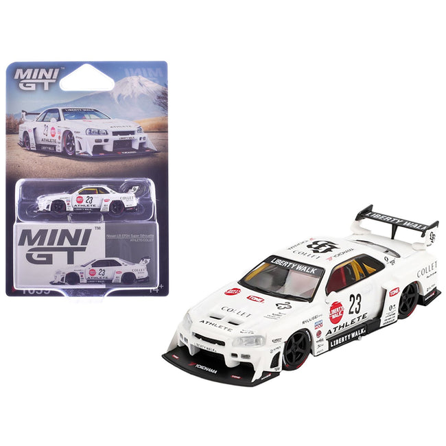 Nissan LB-ER34 Super Silhouette RHD (Right Hand Drive) #23 "ATHLETE - COLLET" White with Graphics Limited Edition 1/64 Diecast Model Car by Mini GT-Mini GT-ModelCars.com