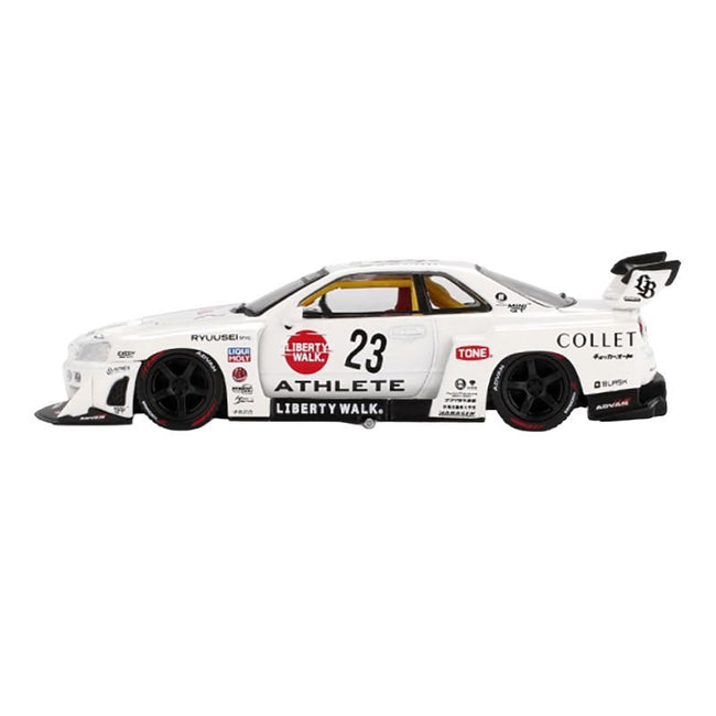 Nissan LB-ER34 Super Silhouette RHD (Right Hand Drive) #23 "ATHLETE - COLLET" White with Graphics Limited Edition 1/64 Diecast Model Car by Mini GT-Mini GT-ModelCars.com