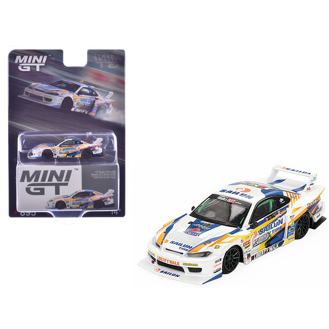 Nissan "LB-Super Silhouette" S15 SILVIA RHD (Right Hand Drive) #555 Yukio Fausto "Formula Drift Japan" (2023) Limited Edition 1/64 Diecast Model Car by Mini GT-Mini GT-ModelCars.com