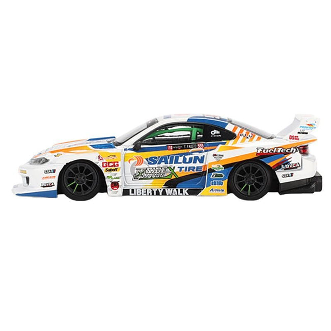 Nissan "LB-Super Silhouette" S15 SILVIA RHD (Right Hand Drive) #555 Yukio Fausto "Formula Drift Japan" (2023) Limited Edition 1/64 Diecast Model Car by Mini GT-Mini GT-ModelCars.com
