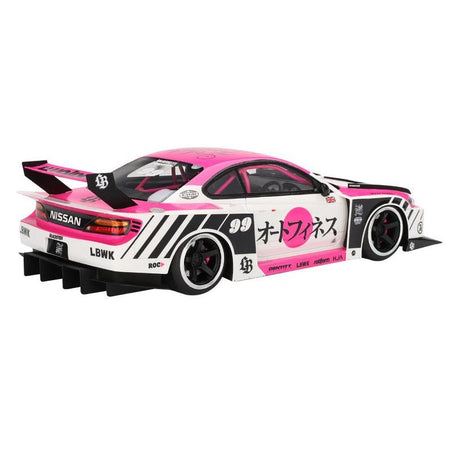 Nissan "LB - Super Silhouette" S15 SILVIA RHD (Right Hand Drive) 99 "Auto Finesse - SEMA 2023" White and Pink 1/18 Model Car by Top Speed - Top Speed - ModelCars.com