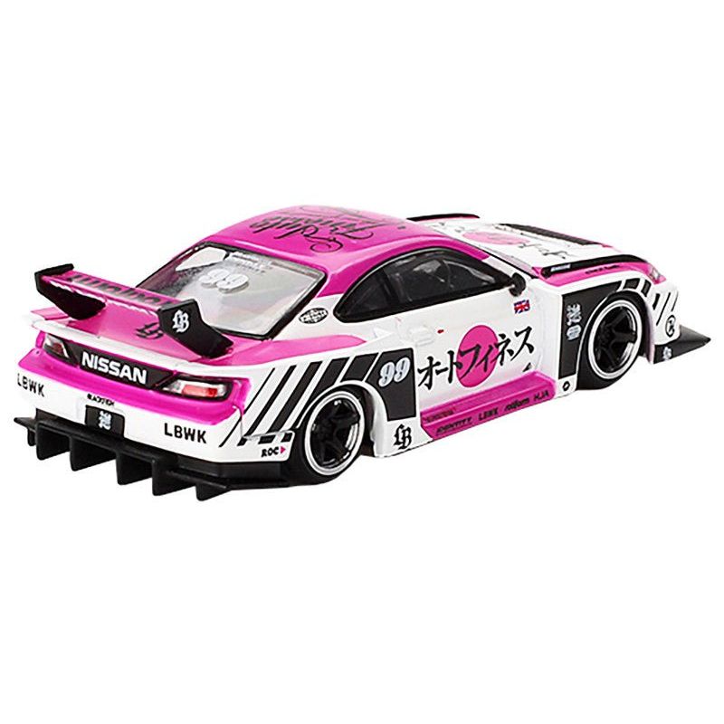 Nissan "LB - Super Silhouette" S15 SILVIA RHD (Right Hand Drive) 99 "Auto Finesse - SEMA 2023" White and Pink Limited Edition 1/64 Diecast Model Car by Mini GT - Mini GT - ModelCars.com