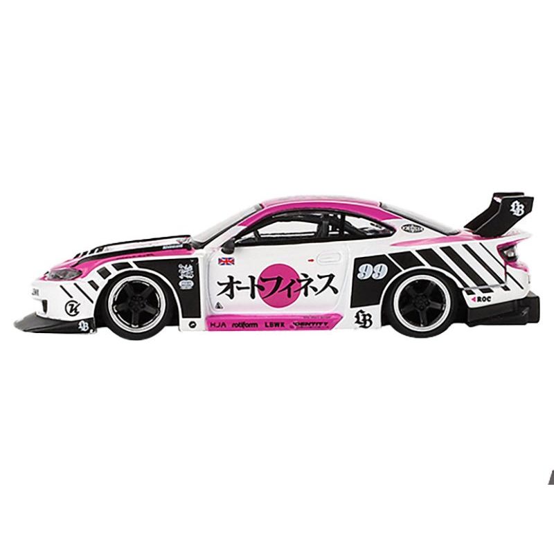 Nissan "LB - Super Silhouette" S15 SILVIA RHD (Right Hand Drive) 99 "Auto Finesse - SEMA 2023" White and Pink Limited Edition 1/64 Diecast Model Car by Mini GT - Mini GT - ModelCars.com