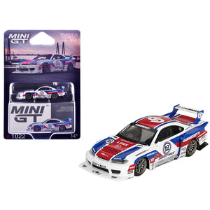Nissan "LB-Super Silhouette" S15 SILVIA RHD (Right Hand Drive) "GARASIDRIFT x LBWK 2025" White with Blue and Red Stripes Limited Edition 1/64 Diecast Model Car by Mini GT