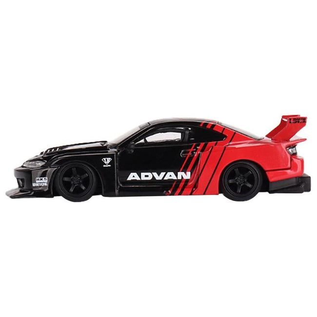 Nissan "LB-Super Silhouette" S15 SILVIA RHD (Right Hand Drive) Red and Black "ADVAN" Limited Edition 1/64 Diecast Model Car by Mini GT-Mini GT-ModelCars.com