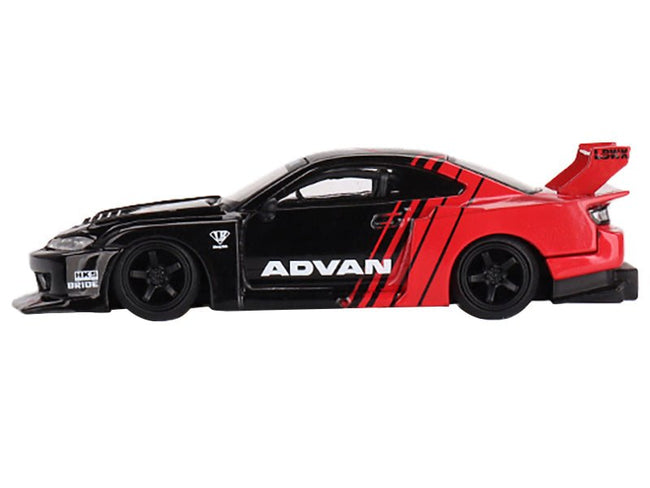 Nissan "LB-Super Silhouette" S15 SILVIA RHD (Right Hand Drive) Red and Black "ADVAN" Limited Edition 1/64 Diecast Model Car by Mini GT-Mini GT-ModelCars.com