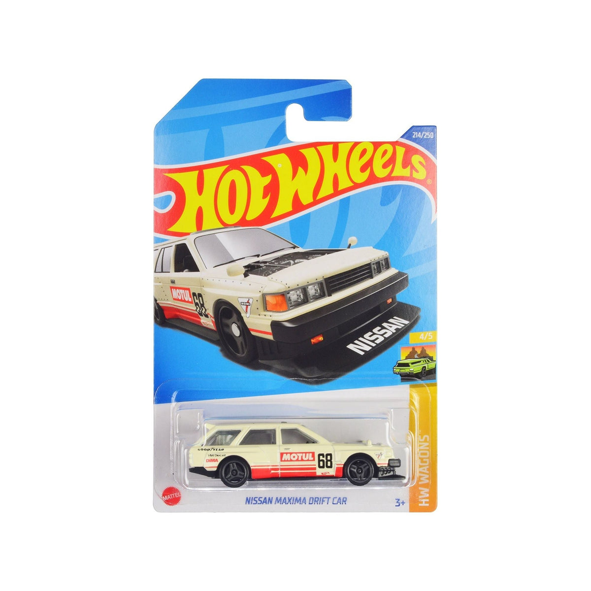 Nissan Maxima Wagon Drift Car 68 "Motul" Cream with Red Stripes "HW Wagons" Series Diecast Model Car by Hot Wheels-Hotwheels-ModelCars.com