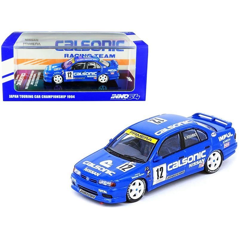 Nissan Primera (P10) RHD (Right Hand Drive) 12 Kazuyoshi Hoshino "Calsonic Racing Team" Japan Touring Car Championship JTCC (1994) 1/64 Diecast Model Car by Inno Models-Inno Models-ModelCars.com