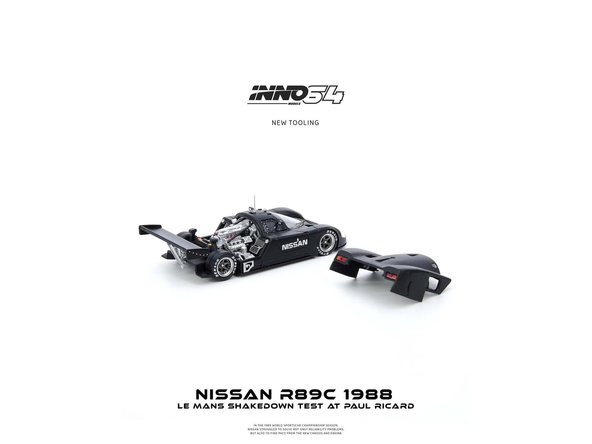 Nissan R89C Matt Black "Le Mans Shakedown Test at Paul Ricard 1988" 1/64 Diecast Model Car by Inno Models-Inno Models-ModelCars.com