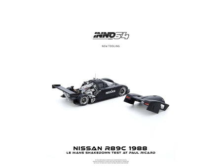 Nissan R89C Matt Black "Le Mans Shakedown Test at Paul Ricard 1988" 1/64 Diecast Model Car by Inno Models-Inno Models-ModelCars.com