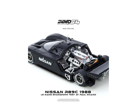 Nissan R89C Matt Black "Le Mans Shakedown Test at Paul Ricard 1988" 1/64 Diecast Model Car by Inno Models-Inno Models-ModelCars.com