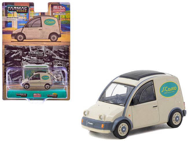 Nissan S-Cargo Van RHD (Right Hand Drive) "Presentation" Beige with Tarmac Cards "Global64" Series 1/64 Diecast Model Car by Tarmac Works-Tarmac Works-ModelCars.com