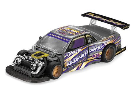 Nissan Silvia S13-R "Kaido Drift V1" RHD (Designed by Jun Imai) Gray Metallic with Graphics "Kaido House" Special 1/64 Diecast Model Car by Mini GT-Mini GT-ModelCars.com