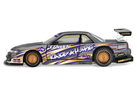 Nissan Silvia S13-R "Kaido Drift V1" RHD (Designed by Jun Imai) Gray Metallic with Graphics "Kaido House" Special 1/64 Diecast Model Car by Mini GT-Mini GT-ModelCars.com