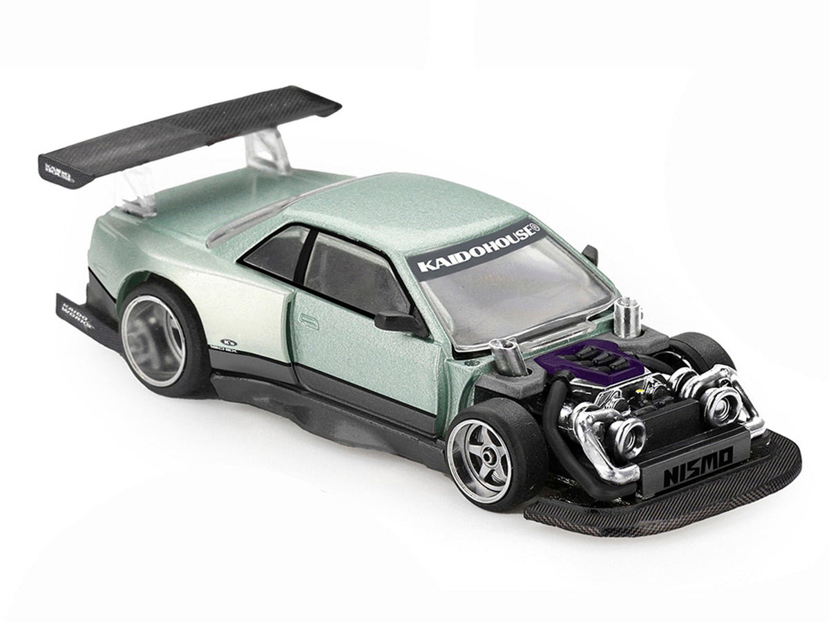 Nissan Silvia S13-R "Kaido Works V1" RHD (Designed by Jun Imai) Light Green Metallic "Kaido House" Special 1/64 Diecast Model Car by Mini GT-Mini GT-ModelCars.com