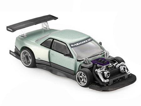 Nissan Silvia S13-R "Kaido Works V1" RHD (Designed by Jun Imai) Light Green Metallic "Kaido House" Special 1/64 Diecast Model Car by Mini GT-Mini GT-ModelCars.com