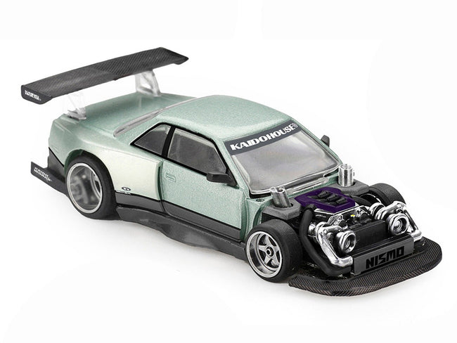 Nissan Silvia S13-R "Kaido Works V1" RHD (Designed by Jun Imai) Light Green Metallic "Kaido House" Special 1/64 Diecast Model Car by Mini GT-Mini GT-ModelCars.com