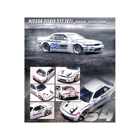 Nissan Silvia S13 (V2) RHD (Right Hand Drive) White "Pandem - Rocket Bunny" 1/64 Diecast Model Car by Inno Models-Inno Models-ModelCars.com