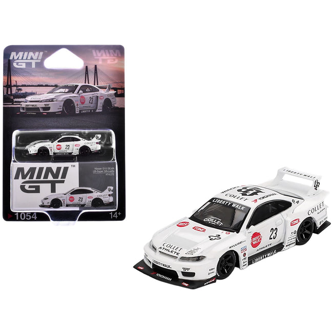 Nissan Silvia (S15) LB-Super Silhouette RHD (Right Hand Drive) #23 "Athlete" White with Graphics Limited Edition 1/64 Diecast Model Car by Mini GT-Mini GT-ModelCars.com