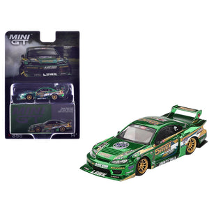 Nissan Silvia (S15) LB-Super Silhouette RHD (Right Hand Drive) "Fausto Racing 2024" Green Metallic Limited Edition 1/64 Diecast Model Car by Mini GT