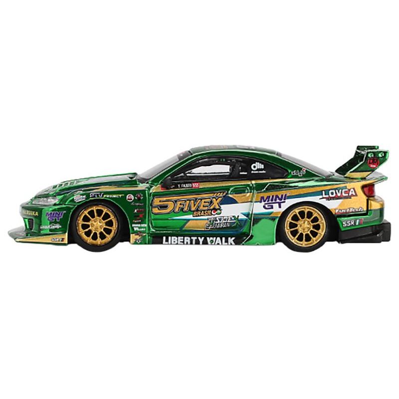 Nissan Silvia (S15) LB - Super Silhouette RHD (Right Hand Drive) "Fausto Racing 2024" Green Metallic Limited Edition 1/64 Diecast Model Car by Mini GT - Mini GT - ModelCars.com