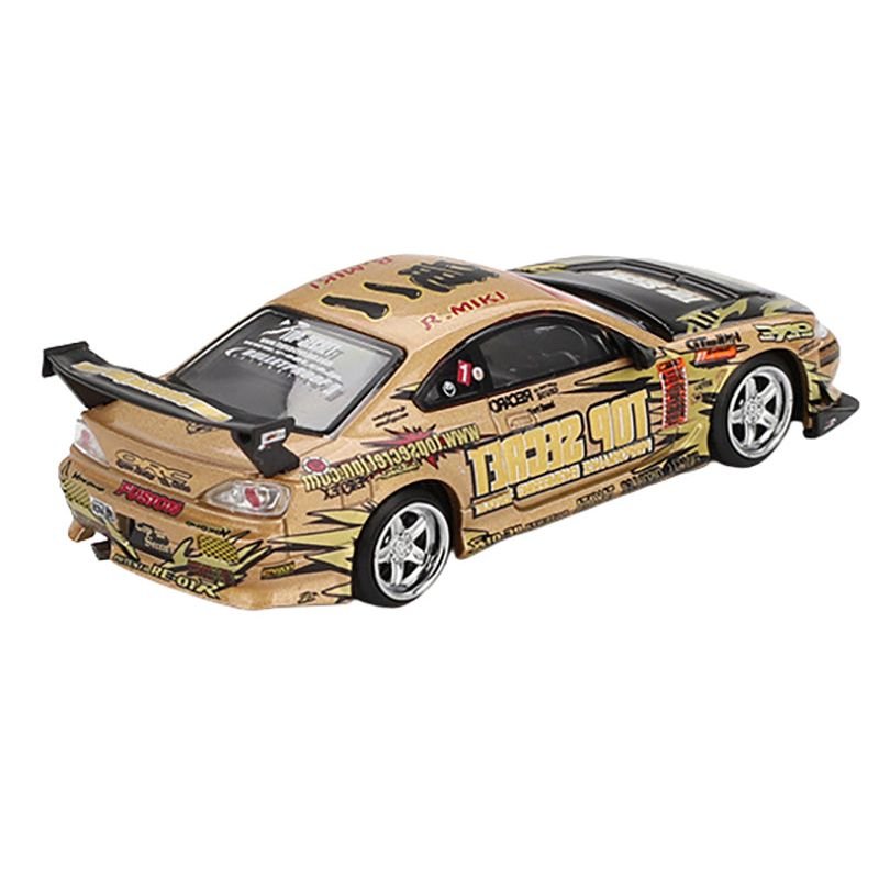 Nissan Silvia (S15) RHD (Right Hand Drive) #1 "Top Secret" Gold Metallic with Black Hood "D1 Grand Prix" Limited Edition 1/64 Diecast Model Car by Mini GT-Mini GT-ModelCars.com