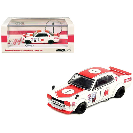 Nissan Skyline 2000 GT-R (KPGC10) #1 RHD (Right Hand Drive) Takahashi Kinimitsu "Fuji Masters 250km" (1971) 1/64 Diecast Model Car by Inno Models-Inno Models-ModelCars.com