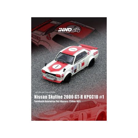 Nissan Skyline 2000 GT-R (KPGC10) #1 RHD (Right Hand Drive) Takahashi Kinimitsu "Fuji Masters 250km" (1971) 1/64 Diecast Model Car by Inno Models-Inno Models-ModelCars.com