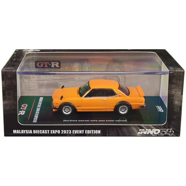 Nissan Skyline 2000 GT - R (KPGC10) RHD (Right Hand Drive) Orange "Malaysia Diecast Expo Event Edition" (2023) 1/64 Diecast Model Car by Inno Models - Inno Models - ModelCars.com