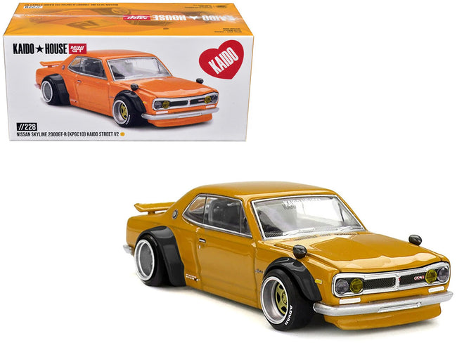 Nissan Skyline 2000GT-R (KPGC10) RHD (Right Hand Drive) "Kaido Street V2" Yellow (Designed by Jun Imai) "Kaido House" Special 1/64 Diecast Model Car by Mini GT-Mini GT-ModelCars.com