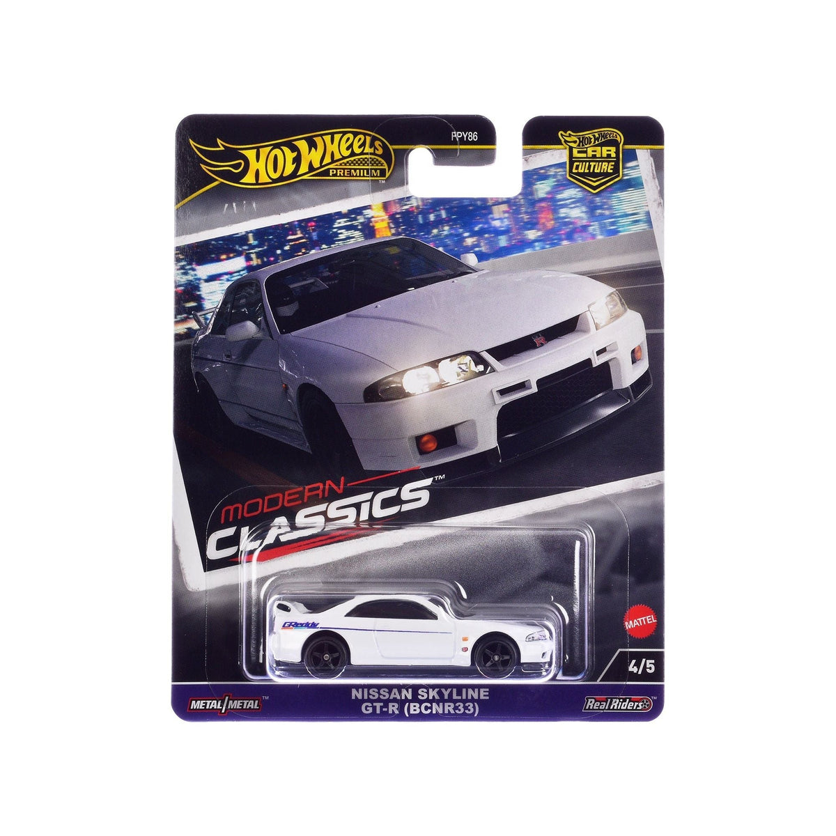 Nissan Skyline GT-R (BCNR33) "GReddy" White "Modern Classics" Series Diecast Model Car by Hot Wheels-Hotwheels-ModelCars.com