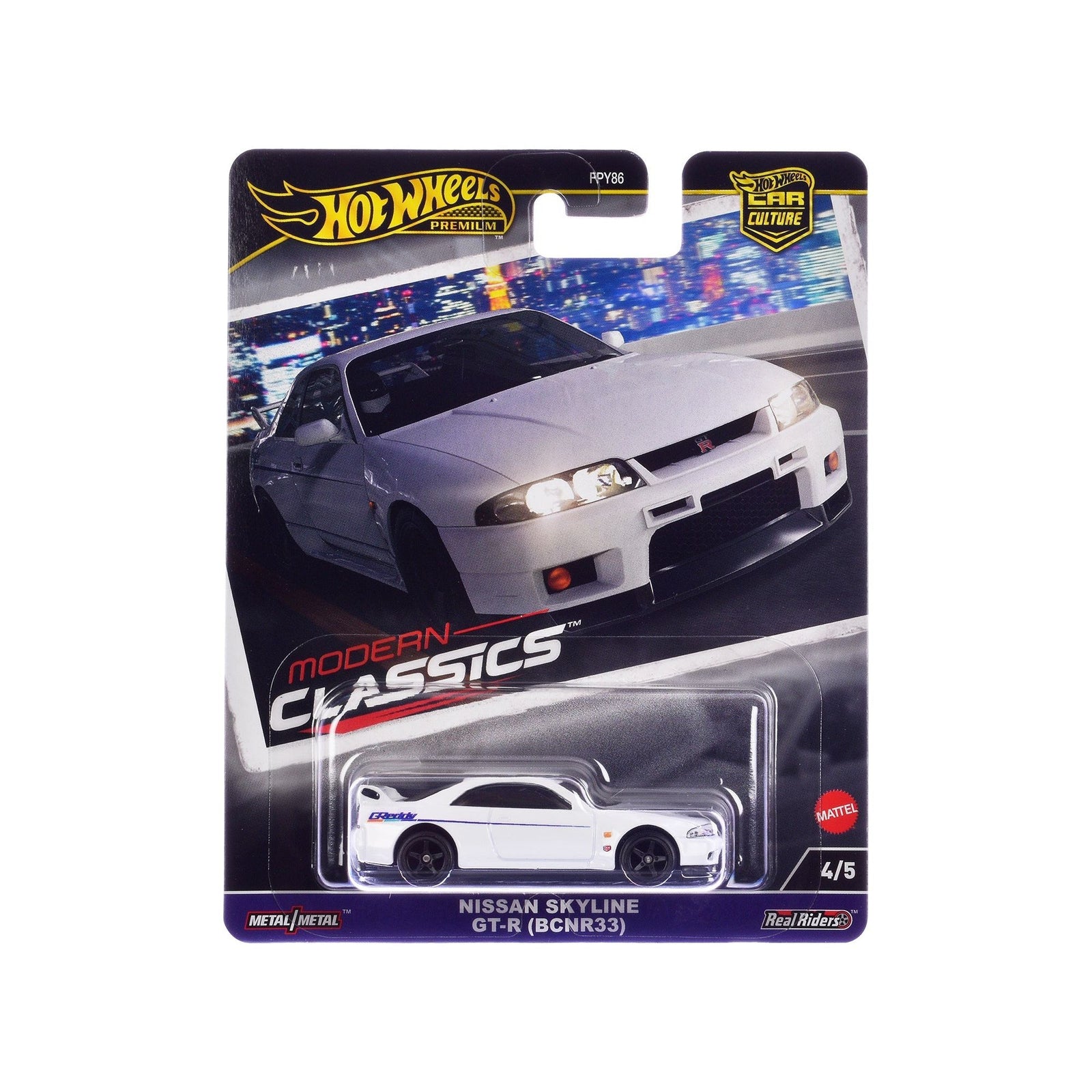 Nissan Skyline GT - R (BCNR33) "GReddy" White "Modern Classics" Series Diecast Model Car by Hot Wheels - Hotwheels - ModelCars.com