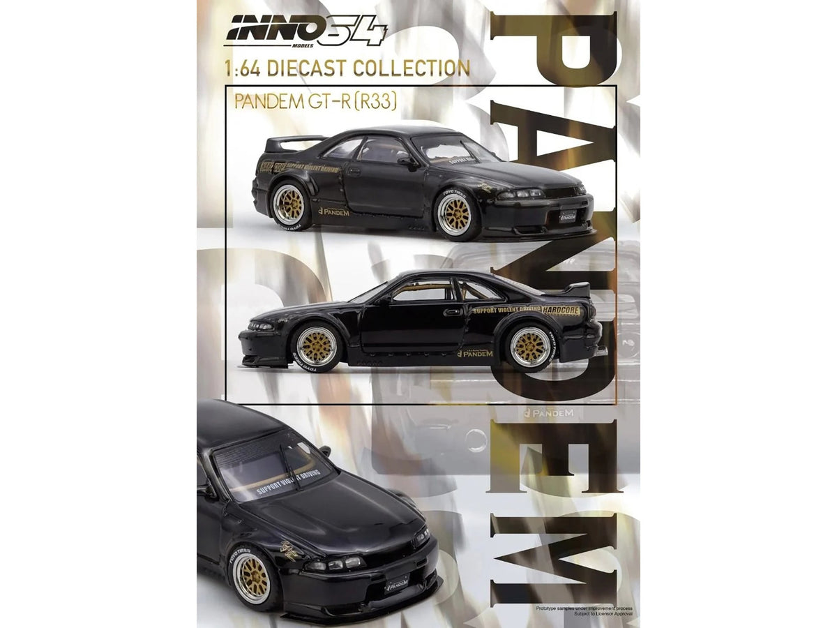 Nissan Skyline GT-R (BCNR33) RHD (Right Hand Drive) "Pandem - Rocket Bunny" Black 1/64 Diecast Model Car by Inno Models-Inno Models-ModelCars.com
