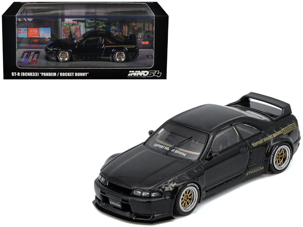 Nissan Skyline GT-R (BCNR33) RHD (Right Hand Drive) "Pandem - Rocket Bunny" Black 1/64 Diecast Model Car by Inno Models-Inno Models-ModelCars.com
