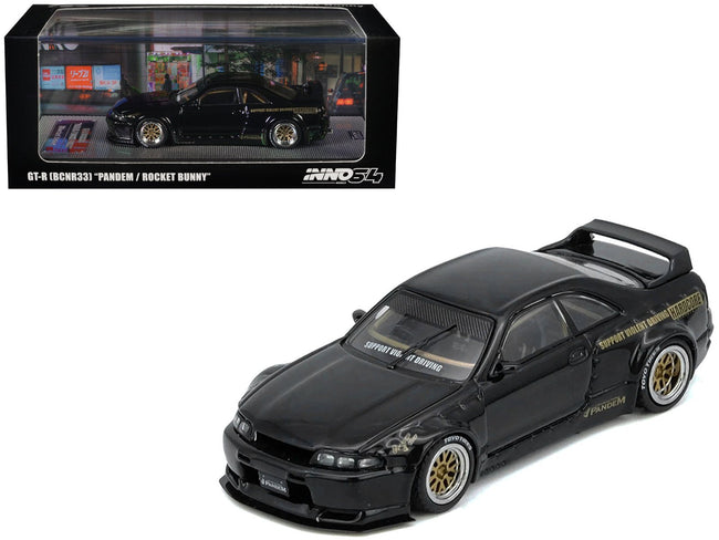 Nissan Skyline GT-R (BCNR33) RHD (Right Hand Drive) "Pandem - Rocket Bunny" Black 1/64 Diecast Model Car by Inno Models-Inno Models-ModelCars.com