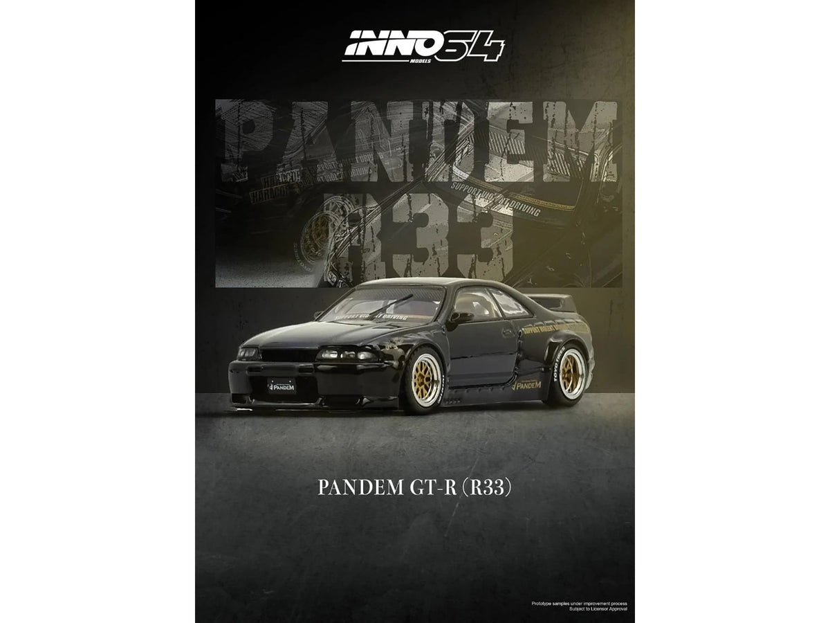 Nissan Skyline GT-R (BCNR33) RHD (Right Hand Drive) "Pandem - Rocket Bunny" Black 1/64 Diecast Model Car by Inno Models-Inno Models-ModelCars.com