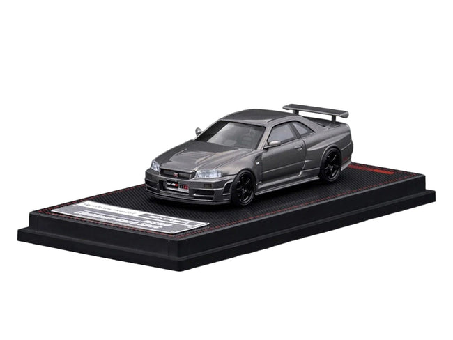 Nissan Skyline GT-R (BNR34) Nismo CRS RHD (Right Hand Drive) Gray Metallic 1/64 Diecast Model Car by Ignition Model-Ignition Model-ModelCars.com