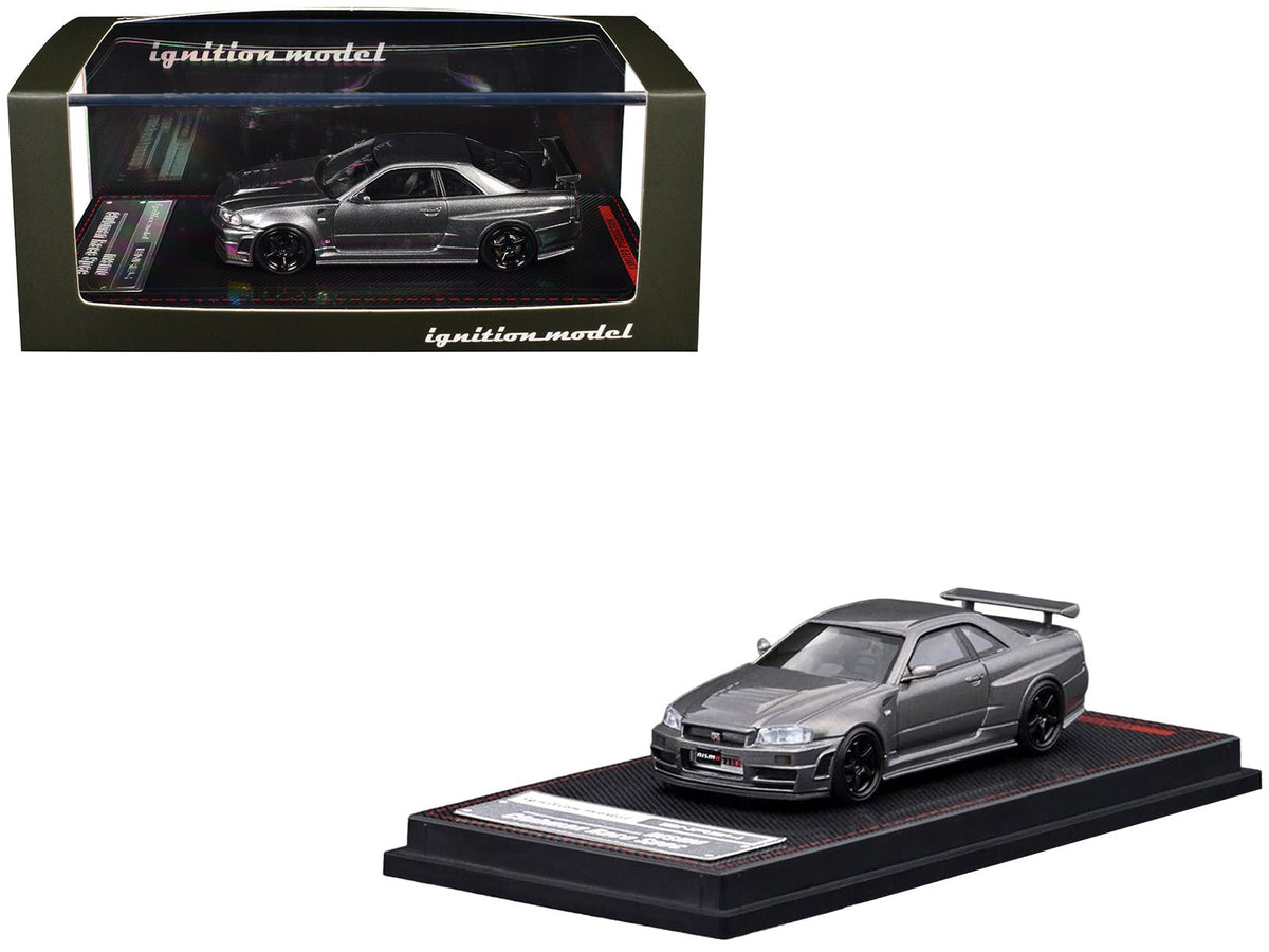 Nissan Skyline GT-R (BNR34) Nismo CRS RHD (Right Hand Drive) Gray Metallic 1/64 Diecast Model Car by Ignition Model-Ignition Model-ModelCars.com