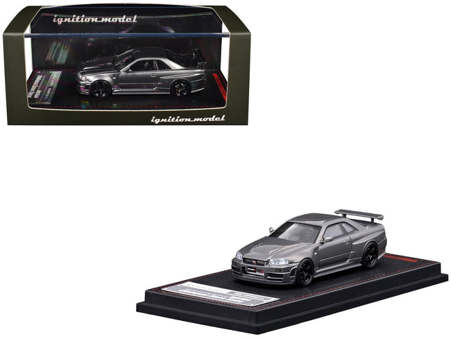 Nissan Skyline GT-R (BNR34) Nismo CRS RHD (Right Hand Drive) Gray Metallic 1/64 Diecast Model Car by Ignition Model-Ignition Model-ModelCars.com
