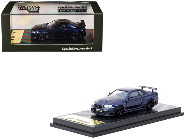 Nissan Skyline GT-R (BNR34) Z-Tune Nismo RHD (Right Hand Drive) Midnight Purple III Metallic 1/64 Diecast Model Car by Ignition Model-Ignition Model-ModelCars.com