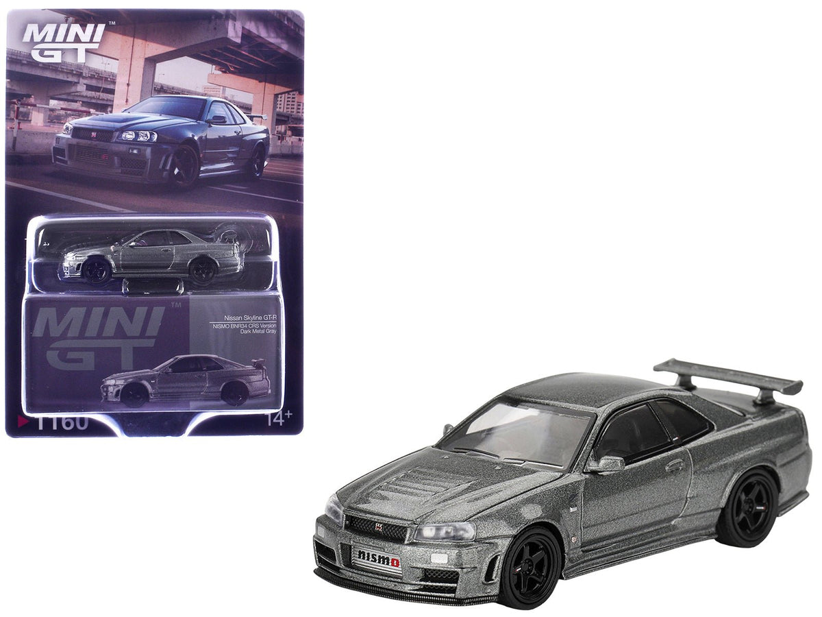 Nissan Skyline GT-R (NISMO BNR34 CRS Version) RHD (Right Hand Drive) Dark Metal Gray Metallic Limited Edition 1/64 Diecast Model Car by Mini GT-Mini GT-ModelCars.com
