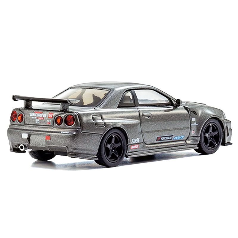 Nissan Skyline GT-R Nismo (BNR34) RHD (Right Hand Drive) Gray Metallic 1/64 Diecast Model Car by Kyosho-Kyosho-ModelCars.com