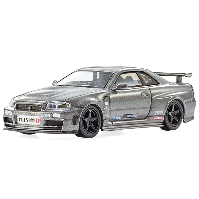 Nissan Skyline GT-R Nismo (BNR34) RHD (Right Hand Drive) Gray Metallic 1/64 Diecast Model Car by Kyosho-Kyosho-ModelCars.com