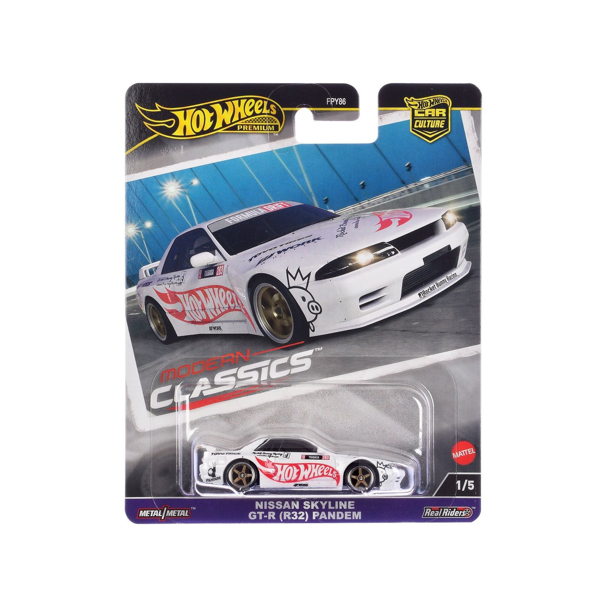 Nissan Skyline GT - R (R32) "Pandem" White with "Hot Wheels" Logo "Modern Classics" Series Diecast Model Car by Hot Wheels - Hotwheels - ModelCars.com