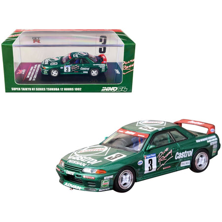 Nissan Skyline GT - R (R32) RHD (Right Hand Drive) 3 Hideo Fukuyama - Akira Iida "Castrol" "Super Taikyu N1 Series" Tsukuba 12 Hours (1992) 1/64 Diecast Model Car by Inno Models - Inno Models - ModelCars.com
