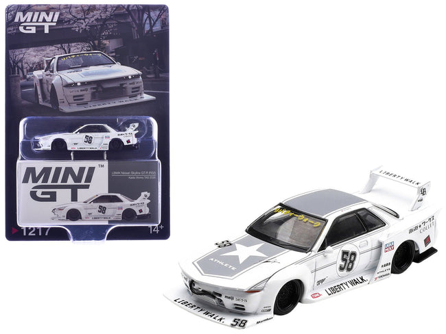 Nissan Skyline GT-R (R32) RHD (Right Hand Drive) #58 "Kaido Works" White with Gray Graphics "Tokyo Auto Salon 2025" Limited Edition 1/64 Diecast Model Car by Mini GT-Mini GT-ModelCars.com