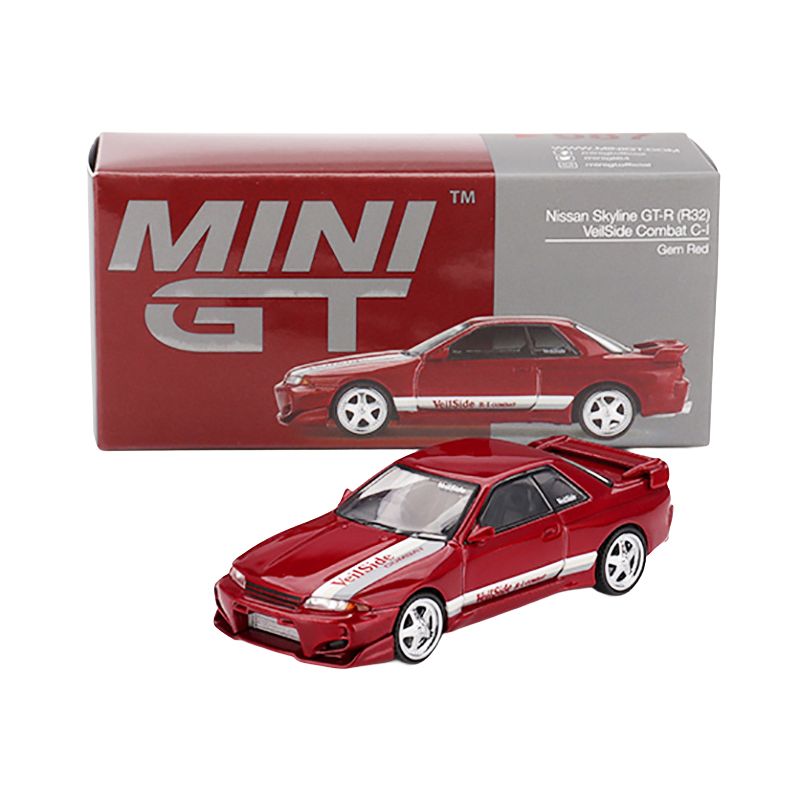 Nissan Skyline GT-R (R32) RHD (Right Hand Drive) "Veilside Combat C-I" Gem Red Metallic Limited Edition 1/64 Diecast Model Car by Mini GT-Mini GT-ModelCars.com